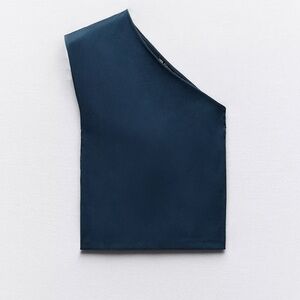 Zara, S, NWT, TOP, ASYMMETRIC NECKLINe, ONE EXPOSED SHOULDER, PETROL BLUE